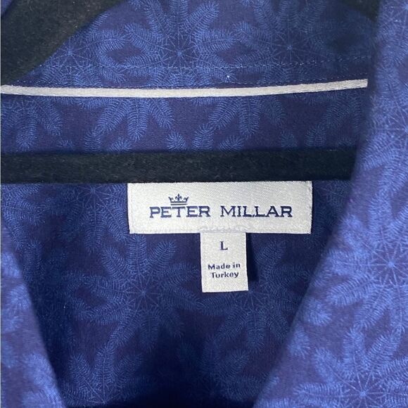 Peter Millar Men’s Sz Lrg Blue Floral Beach Seaside Short Sleeve Button Shirt - Picture 5 of 5